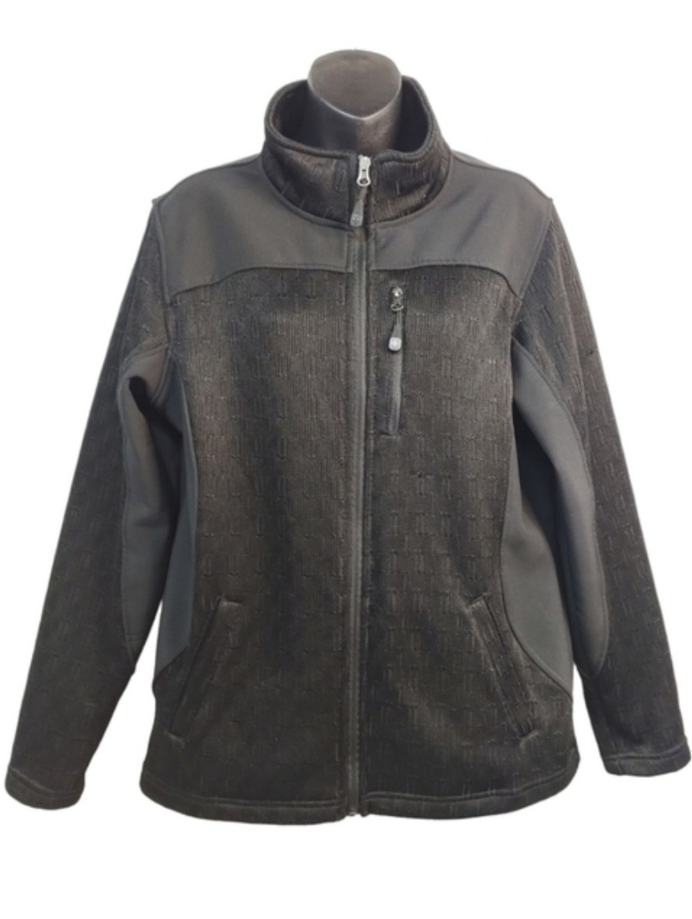 Swiss Tech Men's 2-Tone Dual Fabric Black Zip Up Jacket Size L